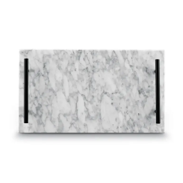 STARKE PRO Deska do serwowania przekąsek 35x20 cm / biała / marmurowa / z uchwytami