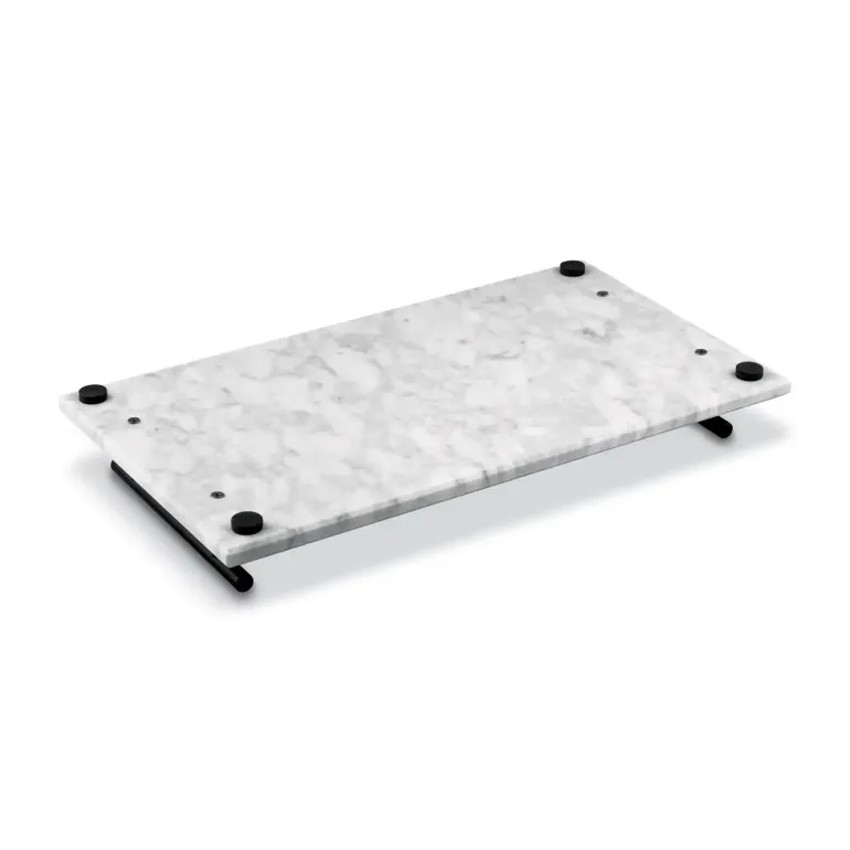 STARKE PRO Deska do serwowania przekąsek 35x20 cm / biała / marmurowa / z uchwytami