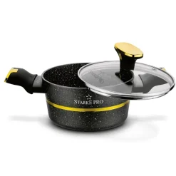 STARKE PRO GOLDEN MARBLE Zestaw garnków 10 el z pokrywkami / non-stick / indukcja
