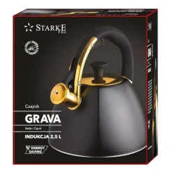STARKE PRO GRAVA Czajnik z gwizdkiem 2.5 l / indukcja / czarny