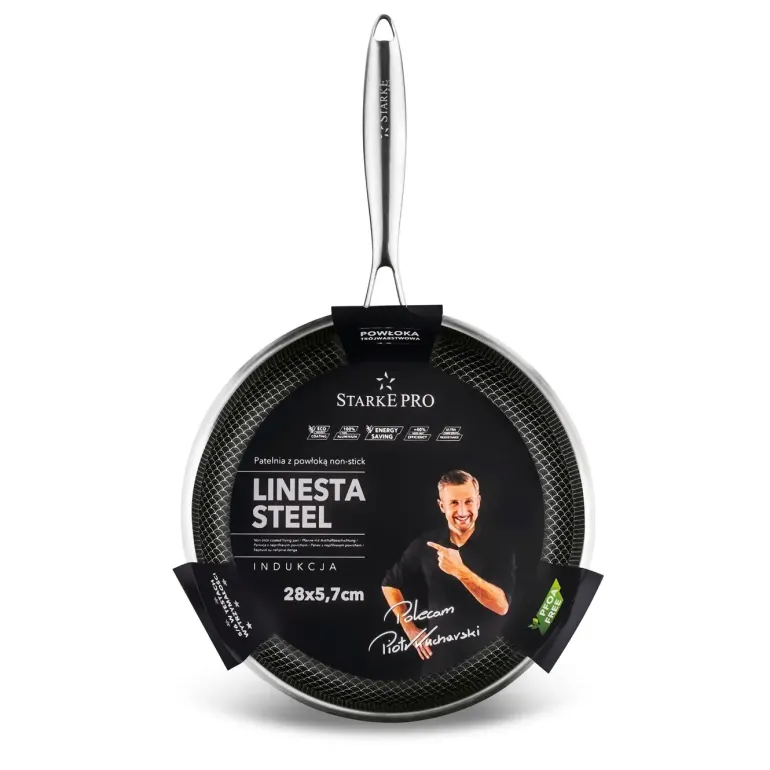STARKE PRO LINESTA STEEL PATELNIA 28 CM SREBRNA NIERDZEWNA