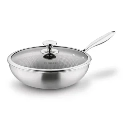 STARKE PRO LINESTA STEEL WOK 30X9 CM Z POKRYWKĄ SREBRNY NIERDZEWNY
