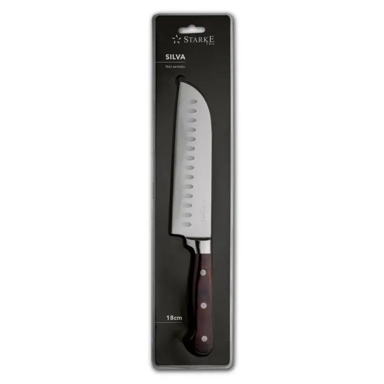 STARKE PRO SILVA Stalowy nóż japoński santoku / szefa kuchni 18 cm