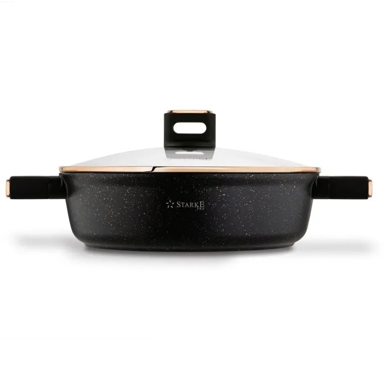 STARKE PRO STARLET PATELNIA KRÓT. UCH. Z POKRYWKĄ BLACK 28X8CM