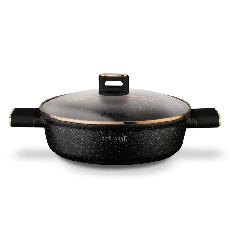 STARKE PRO STARLET PATELNIA KRÓT. UCH. Z POKRYWKĄ BLACK 28X8CM