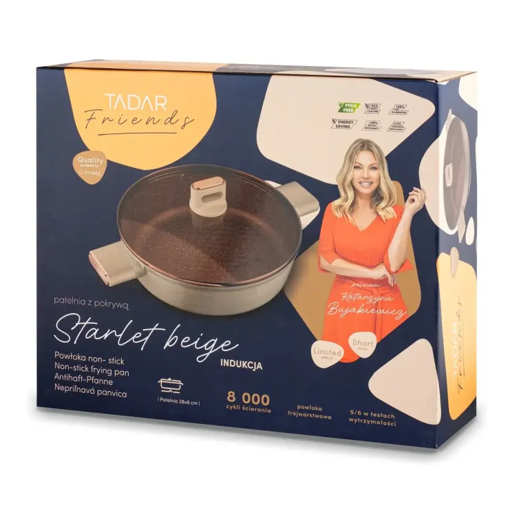 STARKE PRO STARLET PATELNIA KRÓT. UCH. Z POKRYWKĄ BEIGE 28X8CM