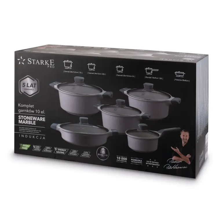 STARKE PRO STONEWARE MARBLE KPL.GARNKÓW 10EL. ( GARNEK Z/P 20/24/28 +PAT. KRÓT.UCH 28 Z/P+ R.18 Z/P)