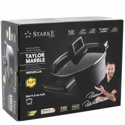 STARKE PRO TAYLOR MARBLE Garnek z pokrywką 24 cm / 4,2 l / Greblon® C3