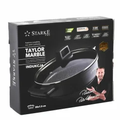 STARKE PRO TAYLOR MARBLE Patelnia z pokrywką 28 cm / dwa uchwyty / Greblon® C3