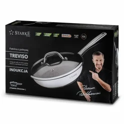 STARKE PRO TREVISO Patelnia 24 cm + pokrywka / Greblon® C3+ / indukcja / stal nierdzewna