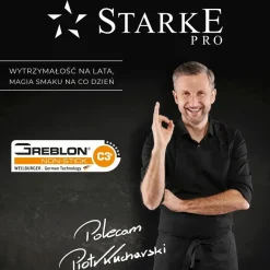 STARKE PRO TREVISO Patelnia 24 cm + pokrywka / Greblon® C3+ / indukcja / stal nierdzewna