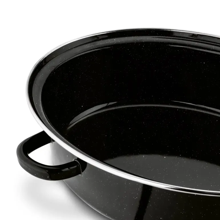 TADAR Brytfanna owalna z okuciem i grillem 3,5 L / czarna / stal węglowa / indukcja