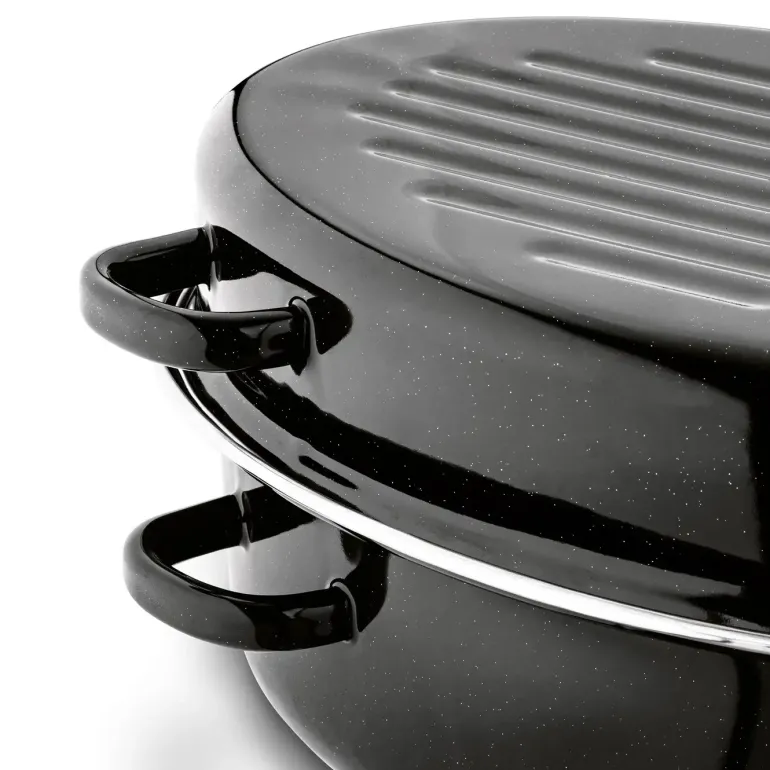 TADAR Brytfanna owalna z okuciem i grillem 3,5 L / czarna / stal węglowa / indukcja