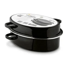 TADAR Brytfanna owalna z okuciem i grillem 3,5 L / czarna / stal węglowa / indukcja