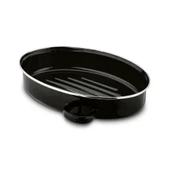 TADAR Brytfanna owalna z okuciem i grillem 3,5 L / czarna / stal węglowa / indukcja