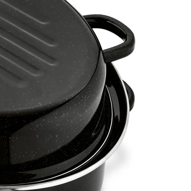 TADAR Brytfanna owalna z okuciem i grillem 3,5 L / czarna / stal węglowa / indukcja