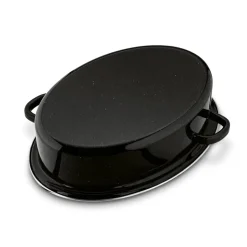 TADAR Brytfanna owalna z okuciem i grillem 3,5 L / czarna / stal węglowa / indukcja
