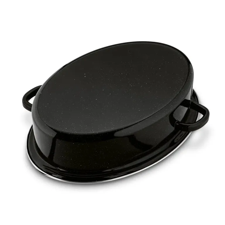 TADAR Brytfanna owalna z okuciem i grillem 3,5 L / czarna / stal węglowa / indukcja