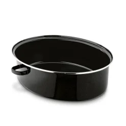 TADAR Brytfanna owalna z okuciem i grillem 6,5 L / czarna / emaliowana / stal węglowa