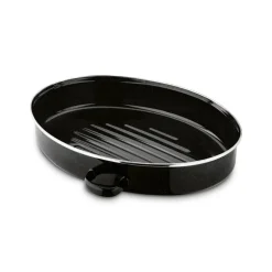TADAR Brytfanna owalna z okuciem i grillem 6,5 L / czarna / emaliowana / stal węglowa