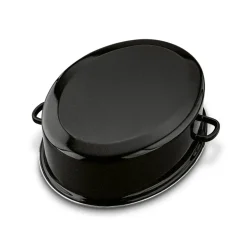 TADAR Brytfanna owalna z okuciem i grillem 6,5 L / czarna / emaliowana / stal węglowa