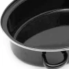 TADAR Brytfanna owalna z okuciem i grillem 5,5 L / czarna / emaliowana / stal węglowa