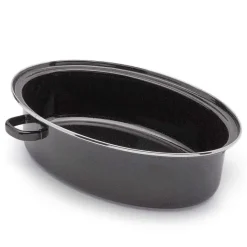 TADAR Brytfanna owalna z okuciem i grillem 5,5 L / czarna / emaliowana / stal węglowa