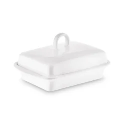 TADAR CERAMIC Maselniczka porcelanowa 16,5 x 12 cm / z pokrywką / biała