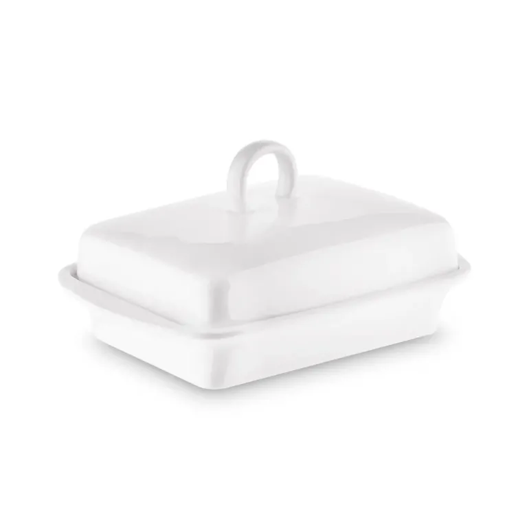 TADAR CERAMIC Maselniczka porcelanowa 16,5 x 12 cm / z pokrywką / biała