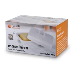 TADAR CERAMIC Maselniczka porcelanowa 16,5 x 12 cm / z pokrywką / biała