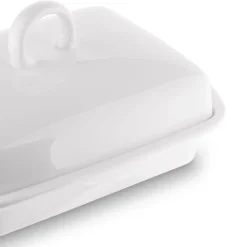 TADAR CERAMIC Maselniczka porcelanowa 16,5 x 12 cm / z pokrywką / biała