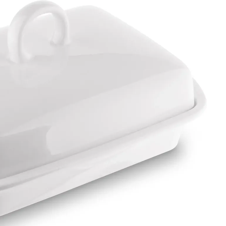 TADAR CERAMIC Maselniczka porcelanowa 16,5 x 12 cm / z pokrywką / biała