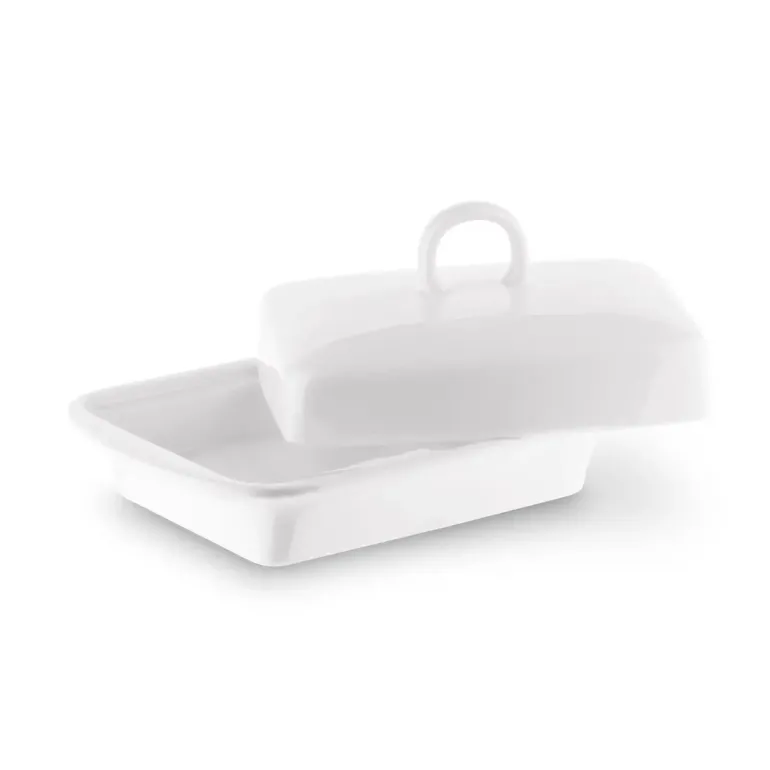 TADAR CERAMIC Maselniczka porcelanowa 16,5 x 12 cm / z pokrywką / biała