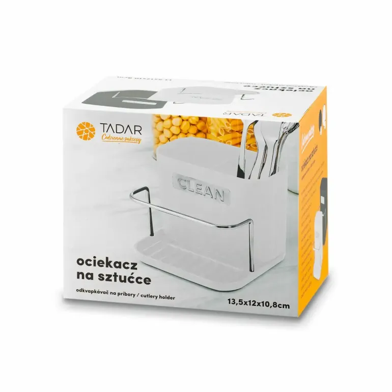 TADAR CLEAN OCIEKACZ NA SZTUĆCE BIAŁY 2 KOMORY Z PODSTAWKĄ 13,5x12x10,8 CM