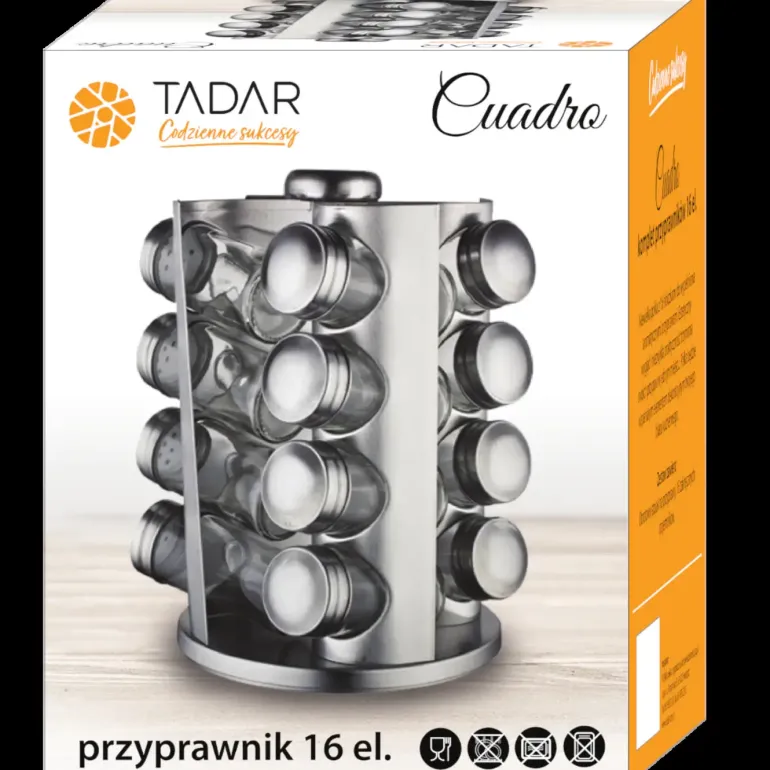 TADAR CUADRO Obrotowy stojak na 16 przypraw / stal nierdzewna