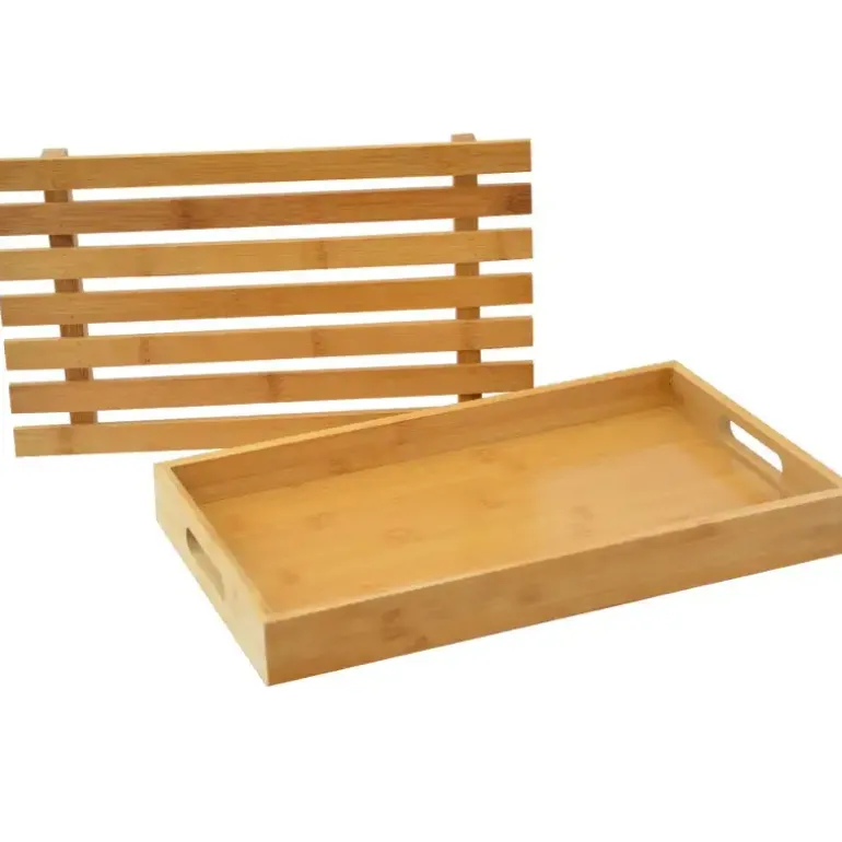 TADAR Deska bambusowa do krojenia pieczywa 2w1 / z tacą do serwowania dań FIBRA / 38 x 23 cm