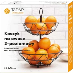TADAR Dwupoziomowy koszyk na owoce / metalowy, czarny