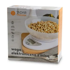 TADAR Elektroniczna waga kuchenna z miską 5 kg / biała