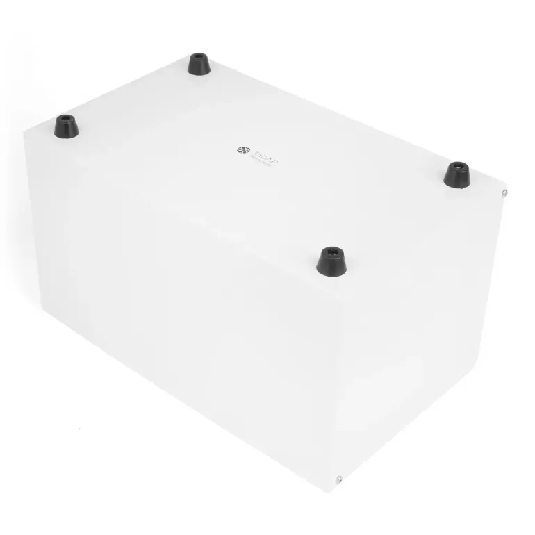 TADAR GEOMETRIC Chlebak z drewnianą pokrywką 35,5 x 21,5 cm / biały / stal nierdzewna