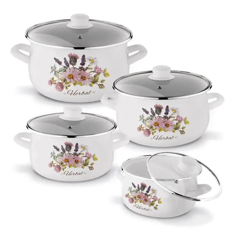 TADAR HERBAL Komplet garnków emaliowanych 8 el / indukcja