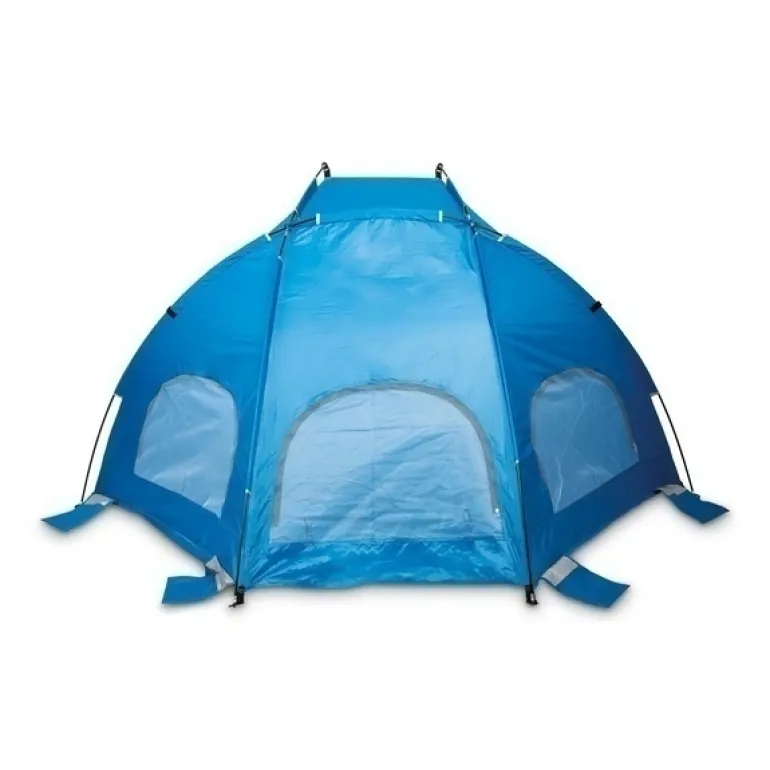 TADAR | Namiot plażowy parawan biwak ogród 220x115x115 cm z okienkami + torba / niebieski