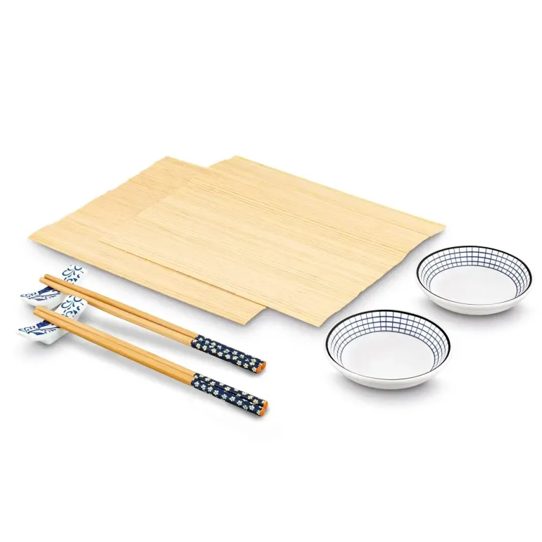TADAR SUSHI ZESTAW 8 ELEM. 2x MISECZKA, 2x PAŁECZKI, 2x MATA BAMBUSOWA, 2x PODSTAWKA POD PAŁECZKI