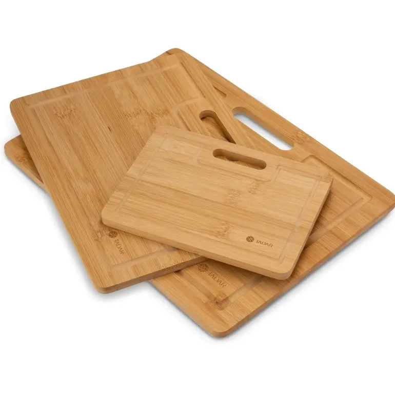 TADAR Zestaw 3 drewnianych desek do krojenia z uchwytem / 3 rozmiary / drewno bambusowe