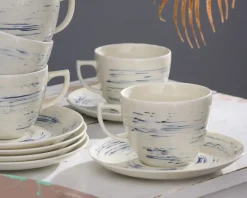 WYPRZEDAŻ! CHODZIEŻ CITY CT22 BORÓWKOWY KREM Serwis kawowy 12 el / 6 osób / porcelana