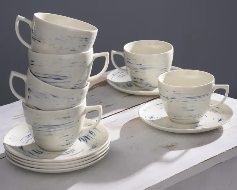 WYPRZEDAŻ! CHODZIEŻ CITY CT22 BORÓWKOWY KREM Serwis kawowy 12 el / 6 osób / porcelana