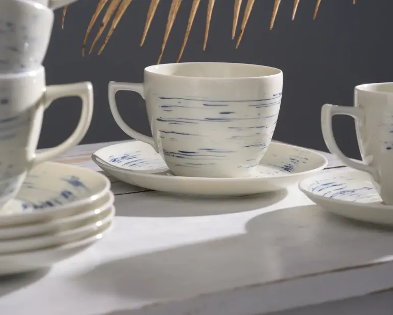 WYPRZEDAŻ! CHODZIEŻ CITY CT22 BORÓWKOWY KREM Serwis kawowy 12 el / 6 osób / porcelana