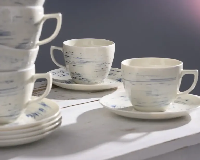 WYPRZEDAŻ! CHODZIEŻ CITY CT22 BORÓWKOWY KREM Serwis kawowy 12 el / 6 osób / porcelana