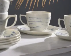 WYPRZEDAŻ! CHODZIEŻ CITY CT22 BORÓWKOWY KREM Serwis kawowy 24 el / 12 osób / porcelana