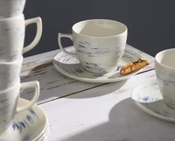 WYPRZEDAŻ! CHODZIEŻ CITY CT22 BORÓWKOWY KREM Serwis kawowy 24 el / 12 osób / porcelana