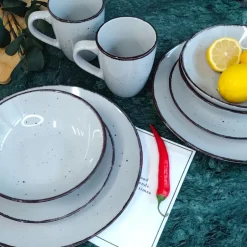 WYPRZEDAŻ! LIVELLO DUNA GREY CERAMIKA / Serwis obiadowy 24 el dla 6 osób (z kubkiem) / odcień szaro - piaskowy